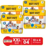 NOT OUT Pant Style Adult Diaper | Waist Size 42-65 Inch | 12-Hour Overnight Protection Pant Diapers – XXL (40 Pieces)