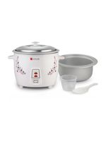 cello Iris Rice Cooker with Single Bowl | Trivet Plate | Electric Rice Cooker with Steaming Feature (1.5 L, White)