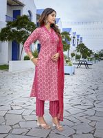 Royal Export Women Cotton Blend Kurta Pant Dupatta Set