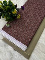 KHODIYAR FASHION Unstitched Cotton Blend Shirt & Trouser Fabric Geometric Print