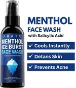 ARATA Menthol Ice Burst with 1% Salicylic Acid | Treats Acne & Pimples | All Skin Types Face wash Face Wash (100 ml)