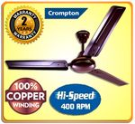 Crompton SUREBREEZE 400 RPM HS Plus Super HIGH SPEED 100% COPPER MOTOR LONGER LIFE 154 with 24 Months Warranty Energy Saving 1200 mm Ceiling Fan (1 Star | Rich Brown 251 | Pack of 1)