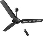 Atomberg Efficio Alpha|India’s No.1 BLDC Fan| High Air Flow|LED Speed Indicator| with 2 Year Warranty BLDC Motor with Remote 1200 mm Ceiling Fan (5 Star | Gloss Black | Pack of 1)