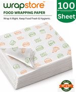 WRAPSTORE 100 Pre-Cut Butter Paper Sheets | Non-Stick Food Wrapping for Snacks Parchment Paper (100 m)