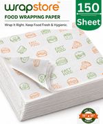 WRAPSTORE 150 Pre-Cut Butter Paper Sheets | Non-Stick Food Wrapping for Snacks Parchment Paper (Pack of 150, 150 m)
