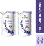 Yardley London English Lavender With Pure Lavender Oil and Germ Protection Fragrant Hand Wash Refill Pouch (2 x 650 ml)