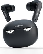 TRIGGR Kraken X5 with 50H Battery, BT v6.0, 40 ms Low Latency, 4-Mic ENC, Rapid Pairing Bluetooth Headset (Cyber Black, True Wireless)