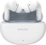 PHILIPS TAT1269WT In-Ear Earbuds, 13mm Drivers, 40H, IPX5, BT 5.4, Touch/Voice Controls Bluetooth Headset (White, True Wireless)