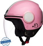 STUDDS URBAN OPEN FACE PINK- M Motorsports Helmet (Pink White Strip)