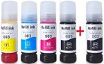 NNPRO Ink Refill for 001 , 003 , L3200 , L3210 , L3211 , L3215,L3216,L3250,L3252 Black + Tri Color Combo Pack Ink Bottle