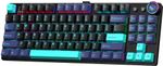 Aula M75 Bluetooth, Wired USB Tenkeyless Gaming Keyboard Compatible with Desktop, Laptop, Mac 3in1, Bluetooth 5.0 + 2.4 GHz, RGB, Type C : Hot-swappable, 2000 MAH batteries (Green & Black)