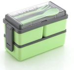 proapt 3 Compartment 1400 ml Double Layer Lunch Box with Lid & Cutlery, Leakproo 3 Containers Plastic Office Lunch Box (1100 ml)