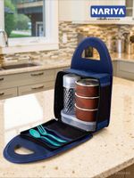 nariya NEW LUNCHBOX SET WITH 3 CONTAINER 1 BOTTLE SPOON SET AND CASSEROLE 3 Containers Stainless Steel Office Lunch Box (1050 ml)