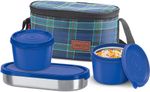 MILTON Decker Lunch Box (3 Containers, 1 x 475 ml , 2 X 500 ml each) With Jacket 3 Containers Plastic Office Lunch Box (1350 ml)