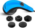 AGARO Atom Plus Electric Handheld Full Body Massager, 4 Massage Heads, Mesh Cover, Variable Speed Settings for Pain Relief and Relaxation, Back, Leg & Foot Massager (Blue)