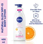 NIVEA Natural Glow, Cell Repair Brightens Skin, 50x Vitamin C Body Lotion with SPF 15 (400 ml)