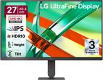 LG UltraFine 68.0 cm (27 inch) 4K Ultra HD LED Backlit IPS Panel with HDR10, DCI-P3 90%, 3-Side Virtually Borderless, DP, HDMI, Height/Tilt Adjustable Monitor (27U710B-BA / 27U710B-B) (Dynamic Action Sync, Response Time: 5 ms, 60 Hz Refresh Rate)