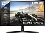 Samsung S3 Curved 68.4 cm (27 inch) Curved Full HD VA Panel Monitor (LS27D368GAWXXL) (Response Time: 4 ms, 100 Hz Refresh Rate)