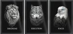 xLane Polymer Wall Photo Frame (Black, 3 Photo(s), Motivational Wall Frames – Discipline, Execution, Focus Rectangular Photo Frame | Lion, Wolf & Eagle Inspirational Quotes – Modern Black and White Wall Photo Frames for Home & Office (Set Of 3 ) – A4 Size)