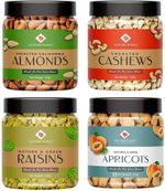 Nature Purify Dry Fruit Combo (Almond + Cashew + Raisins + Apricot) – 200gm Each Almonds, Cashews, Raisins, Apricots (4 x 200 g)