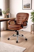 Oakcraft Leatherette Office Executive Chair (Brown, Optional Installation Available)
