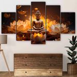 SAF Buddha religious wall painting for living room, wall decoration, home decoration Digital Reprint 18 inch x 30 inch Painting (Without Frame, Pack of 5)
