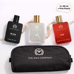 THE MAN COMPANY Perfume for Men | Long lasting perfume (3x50ml) Black, Sky, Fire + Travel Pouch| Eau de Parfum  –  150 ml (For Men)