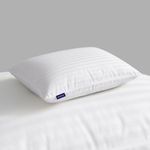 WELLGIVER Microfibre Sleeping Pillow Pack of 1 Stripes Ultra Soft Bed Pillow for Sleeping, 41×61 cm, Soft & Fluffy, with Inner Cover (White)