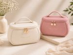 heboo Women White, Pink Cosmetic Bag (Pack of 2)