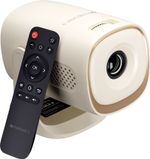 ZEBRONICS PixaPlay 72 Plus (4000 lm) Portable Smart Projector, Up to 304cm Screen, FHD 1080p Support, 4000 Lumens, Auto Keystone, 200 Tilt, 30,000h LED Lamp, Dual Band WiFi, BT v5.4, HDMI ARC, Miracast, Remote Control Projector (Beige)