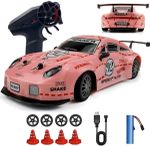 J K INTERNATIONAL RC Drift 1:24 Scale 4WD 2.4GHz High Speed Remote Control Racing Car Rechargeable (Pink)