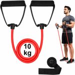 Adrenex Exercise Resistance Band with Handles for Full Body Workout Resistance Tube (Red)