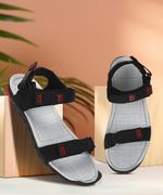 Paragon Men K1407G Men’s Stylish Lightweight & Durable Black & Red Velcro Dailywear Sandals Sandal (Black, Red , 8)