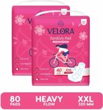 VELORA Soft Feel XXL 80 Sanitary Pads for Women-Trifold pads (XXL…more