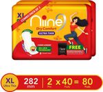niine Dry Comfort Ultra Thin XL Lock Gel Technology Disposable Bag Inside, Combo of 2 Sanitary Pad (Pack of 80)
