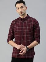 THE BEAR HOUSE Men Slim Fit Checkered Casual Shirt