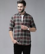 THE BEAR HOUSE Men Slim Fit Checkered Button Down Collar Casual S…more