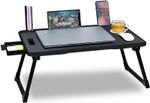 FurniGully Foldable Multipurpose Wood Portable Laptop Table (Finish Color – BLACK, Pre Assembled)