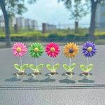 FIORENSE Car Dashboard Accessories Set of 5 Cute Dancing Sunflower Dashboard Cute flower Decorative Showpiece  –  5 cm (Plastic, Multicolor)