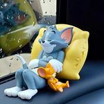 SHIGOSHREE Tom & Jerry Cute Sleeping Car Interior Accessory Decorative Showpiece  –  7 cm (Plastic, Multicolor)