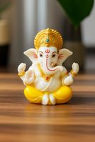 WearCraftJPR 1101 Ganesh Ji Statue Decorative Showpiece  –  7 cm (Resin, Multicolor)