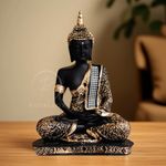 Royalbox Meditating Buddha Statue For Home Decor Idol Decorative Showpiece  –  17 cm (Polyresin, Gold)