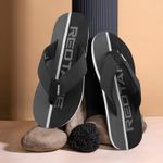 RED TAPE Men Flip Flops (Black, Grey , 6)