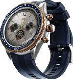 GOBOULT Saber 1.43″ AMOLED Screen, Rotating Bezel, 700 Nits Brightness Smartwatch (Blue Strap, Free Size)