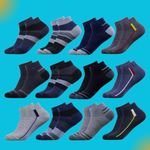 MJE Men & Women Striped, Color Block, Solid Ankle Length, Peds/Footie/No-Show (Pack of 12)