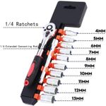 OKASTA 12 in 1 ratchet 1/4 inch hexagon socket 12pc set chrome vanadium steel ratchet Socket Set (Pack of 12)