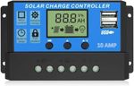 SILONIX SMARTBUY 10A 12V/24V ABS Panel Charger Battery Regulator Dual USB LCD Display Pack of 1 PWM Solar Charge Controller