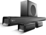 boAt Aavante Prime 5.1 7050D, Dolby Audio, Wireless Satellites, FREE Installation 700 W Bluetooth Soundbar (Premium Black, 5.1 Channel)