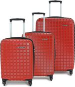 METRONAUT Hard Body Set of 3 Luggage 4 Wheels – Grid Set-3 (20Inch+24Inch+28Inch) – Red