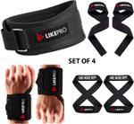 LIKEPRO Kit Set of 4 – Weightlifting Belt, Wrist Wraps, Lifting S…more